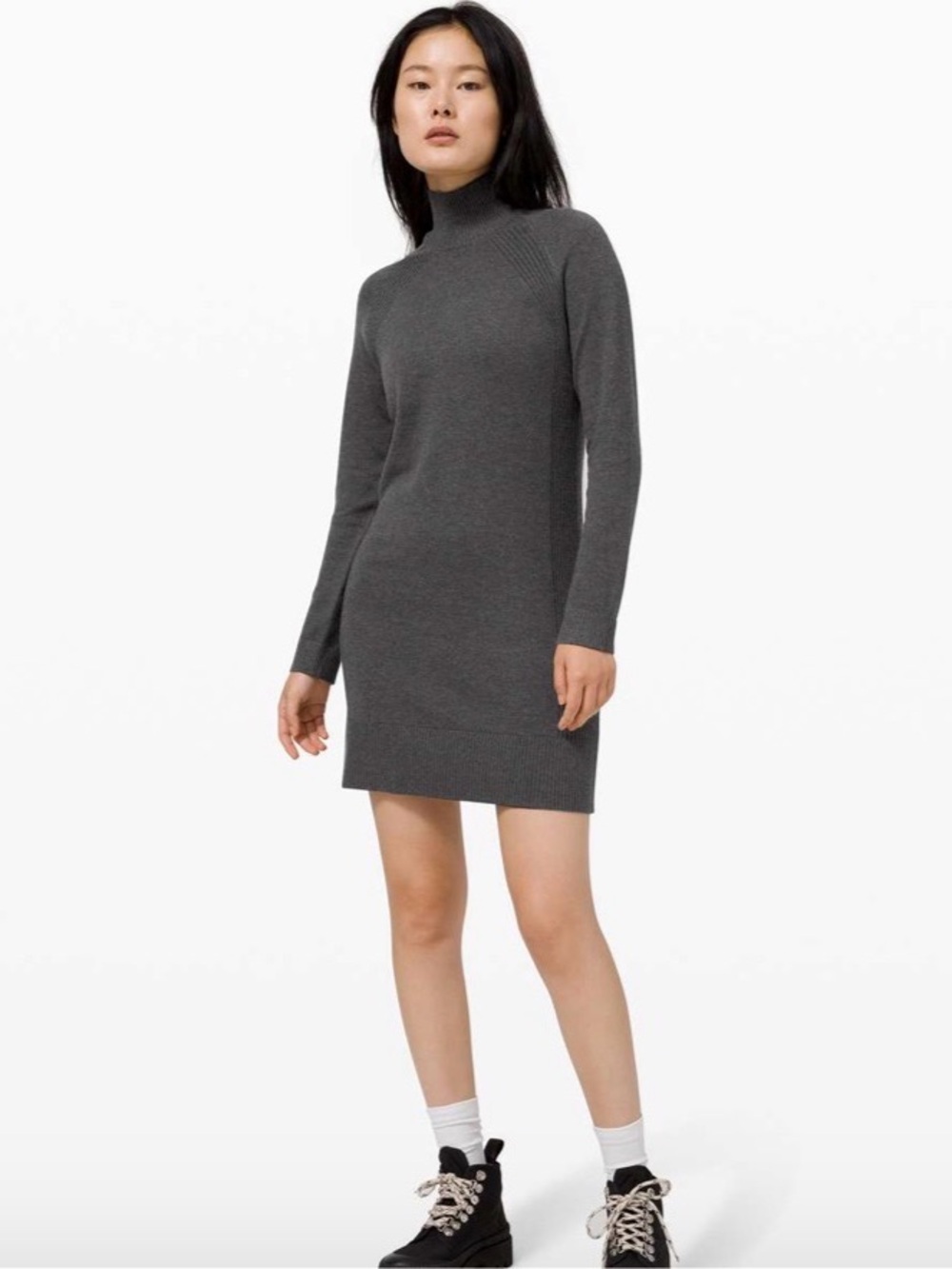 Lululemon Keep It Cozy Long Sleeve Dress in Colour Graphite Gray Size 8